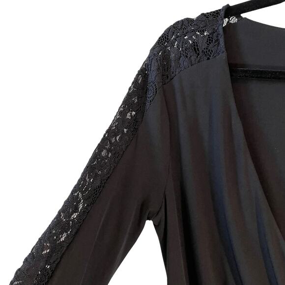 Carmen Marc Valvo Women's Lace Long Sleeve Dress Black 8 Party Feminine Classic - Picture 4 of 10